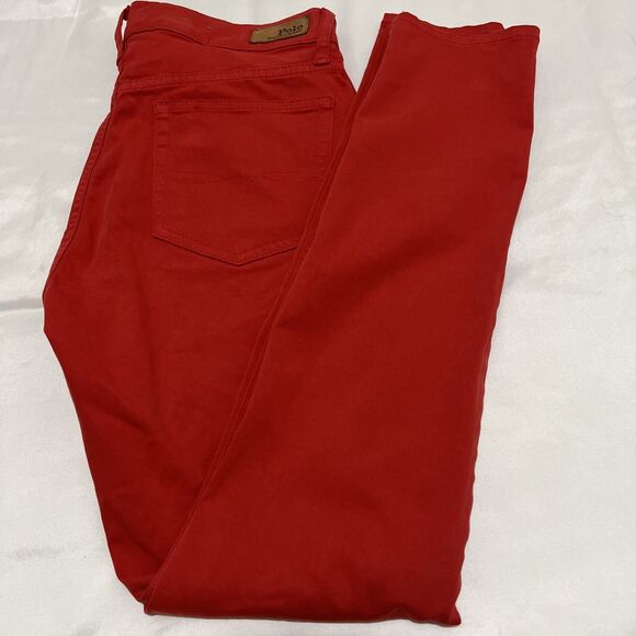 Womens Size 30 Polo Ralph Lauren Tompkins Skinny Jeans Red 30” Inseam - Picture 1 of 15